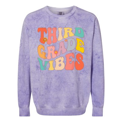 Third Grade Vibes For 3rd Grade Teacher Colorblast Crewneck Sweatshirt