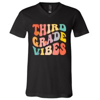 Third Grade Vibes For 3rd Grade Teacher V-Neck T-Shirt