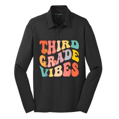 Third Grade Vibes For 3rd Grade Teacher Silk Touch Performance Long Sleeve Polo