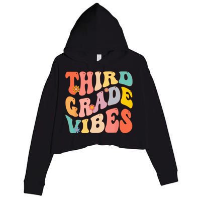 Third Grade Vibes For 3rd Grade Teacher Crop Fleece Hoodie
