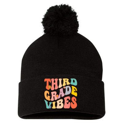 Third Grade Vibes For 3rd Grade Teacher Pom Pom 12in Knit Beanie