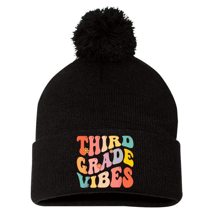 Third Grade Vibes For 3rd Grade Teacher Pom Pom 12in Knit Beanie