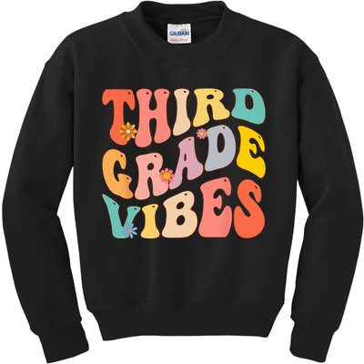 Third Grade Vibes For 3rd Grade Teacher Kids Sweatshirt