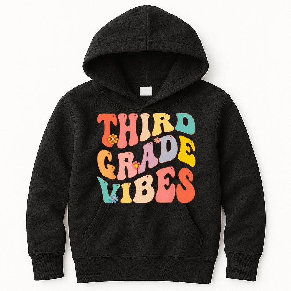 Third Grade Vibes For 3rd Grade Teacher Kids Hoodie