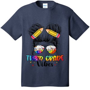 Third Grade Vibes Messy Hair Bun Girl Back To School First T-Shirt