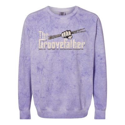 The Groovefather Vintage Drums Drumming Gifts Band Drummer Colorblast Crewneck Sweatshirt