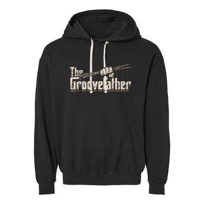 The Groovefather Vintage Drums Drumming Gifts Band Drummer Garment-Dyed Fleece Hoodie