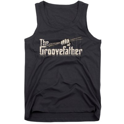 The Groovefather Vintage Drums Drumming Gifts Band Drummer Tank Top