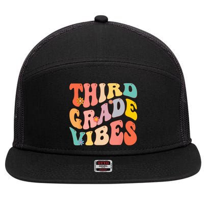 Third Grade Vibes For 3rd Grade Teacher 7 Panel Mesh Trucker Snapback Hat