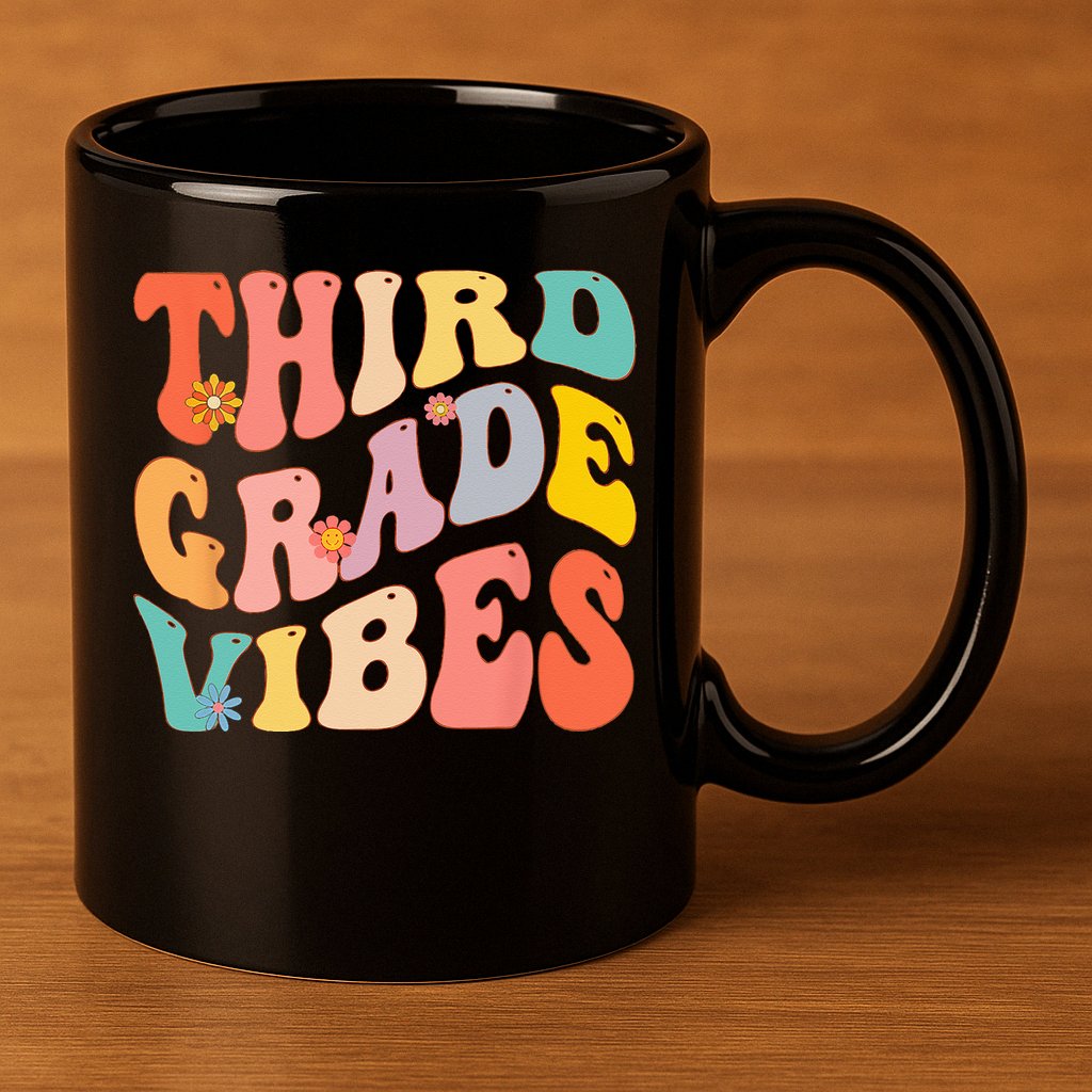 Third Grade Vibes For 3rd Grade Teacher 11oz C Handle Ceramic Mug
