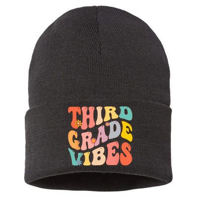 Third Grade Vibes For 3rd Grade Teacher Sustainable Knit Beanie