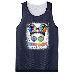 Third Grade Vibes Messy Hair Bun Girl Back To School First Mesh Reversible Basketball Jersey Tank