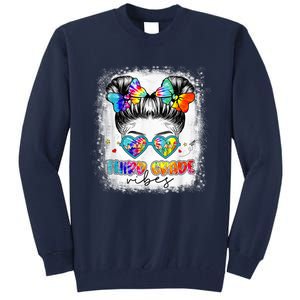 Third Grade Vibes Messy Hair Bun Girl Back To School First Tall Sweatshirt