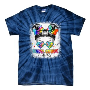 Third Grade Vibes Messy Hair Bun Girl Back To School First Tie-Dye T-Shirt