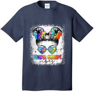 Third Grade Vibes Messy Hair Bun Girl Back To School First T-Shirt