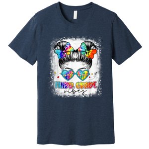 Third Grade Vibes Messy Hair Bun Girl Back To School First Premium T-Shirt