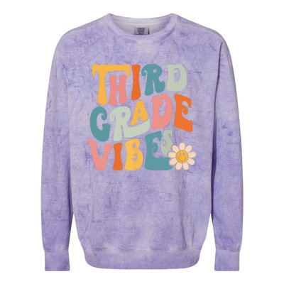 Third Grade Vibes 3rd Grade Team Retro 1st Day Of School Colorblast Crewneck Sweatshirt