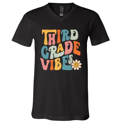 Third Grade Vibes 3rd Grade Team Retro 1st Day Of School V-Neck T-Shirt