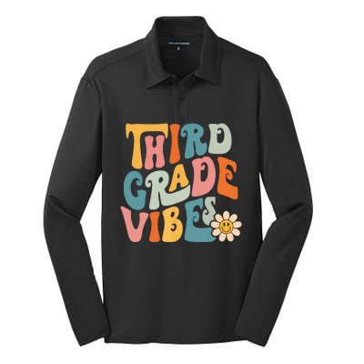 Third Grade Vibes 3rd Grade Team Retro 1st Day Of School Silk Touch Performance Long Sleeve Polo