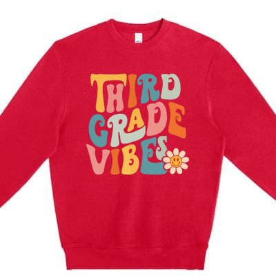 Third Grade Vibes 3rd Grade Team Retro 1st Day Of School Premium Crewneck Sweatshirt