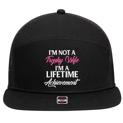 Trophy Gaming Wife Funny Mother 7 Panel Mesh Trucker Snapback Hat
