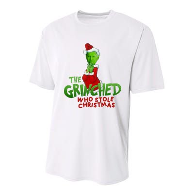 The Grinched Who Stole Christmas Funny Joe Biden Youth Performance Sprint T-Shirt