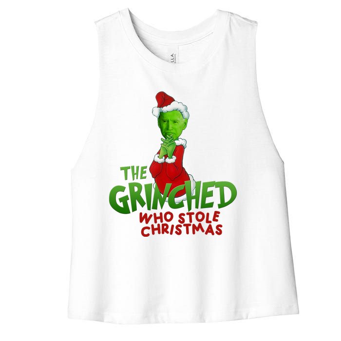 The Grinched Who Stole Christmas Funny Joe Biden Women's Racerback Cropped Tank