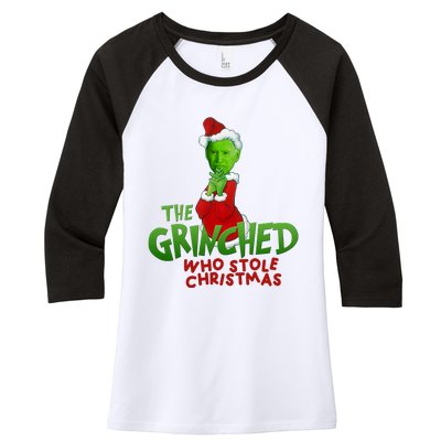 The Grinched Who Stole Christmas Funny Joe Biden Women's Tri-Blend 3/4-Sleeve Raglan Shirt