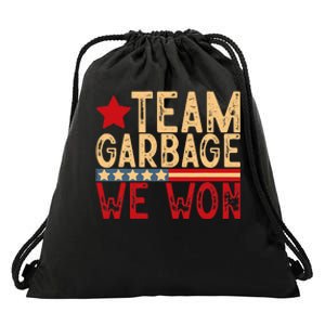 Team Garbage We Won Team Garbage For Trump 2024 Elections Drawstring Bag