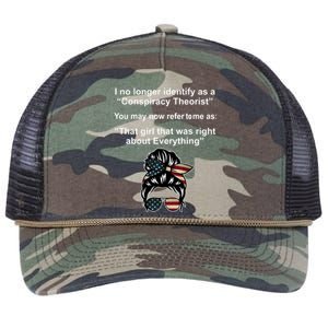 The Girl Who Was Right About Everything Conspiracy Theorist USA Retro Rope Trucker Hat Cap