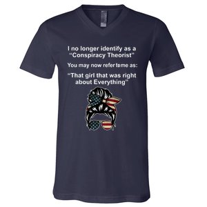 The Girl Who Was Right About Everything Conspiracy Theorist USA V-Neck T-Shirt