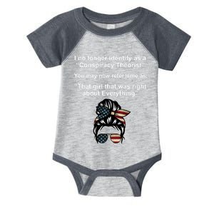 The Girl Who Was Right About Everything Conspiracy Theorist USA Infant Baby Jersey Bodysuit