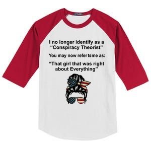 The Girl Who Was Right About Everything Conspiracy Theorist USA Kids Colorblock Raglan Jersey