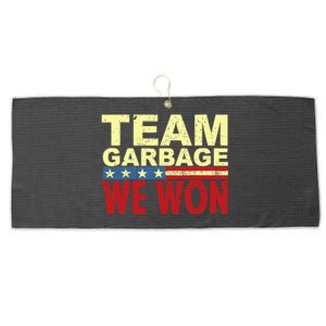 Team Garbage We Won Team Garbage For Trump 2024 Elections Large Microfiber Waffle Golf Towel