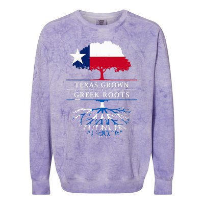 Texas Grown With Greek Roots Greece Pride Colorblast Crewneck Sweatshirt