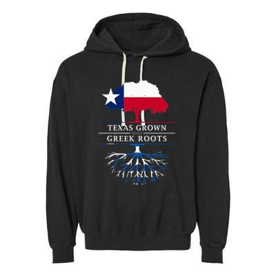 Texas Grown With Greek Roots Greece Pride Garment-Dyed Fleece Hoodie