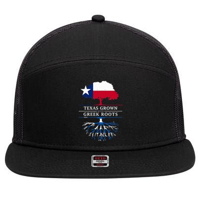 Texas Grown With Greek Roots Greece Pride 7 Panel Mesh Trucker Snapback Hat