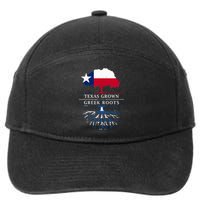 Texas Grown With Greek Roots Greece Pride 7-Panel Snapback Hat