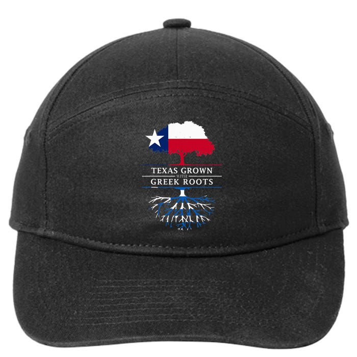 Texas Grown With Greek Roots Greece Pride 7-Panel Snapback Hat