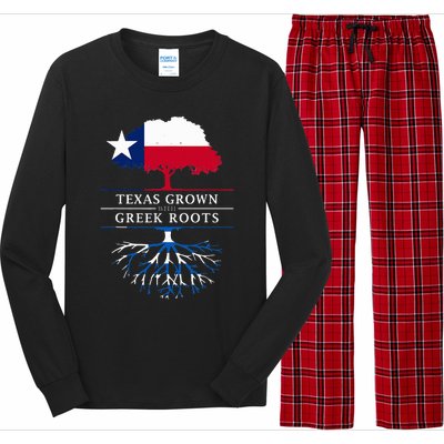 Texas Grown With Greek Roots Greece Pride Long Sleeve Pajama Set