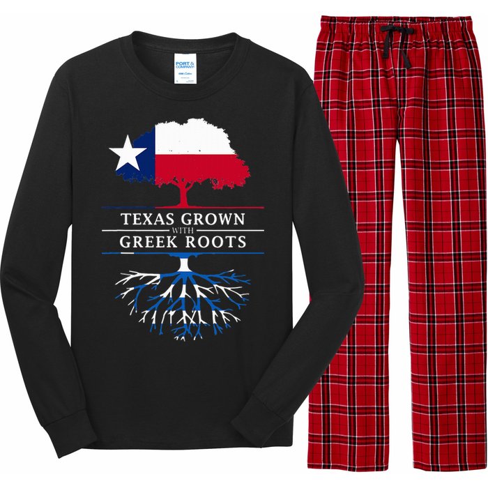 Texas Grown With Greek Roots Greece Pride Long Sleeve Pajama Set