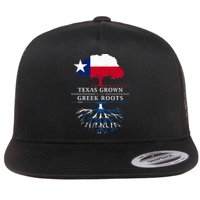 Texas Grown With Greek Roots Greece Pride Flat Bill Trucker Hat