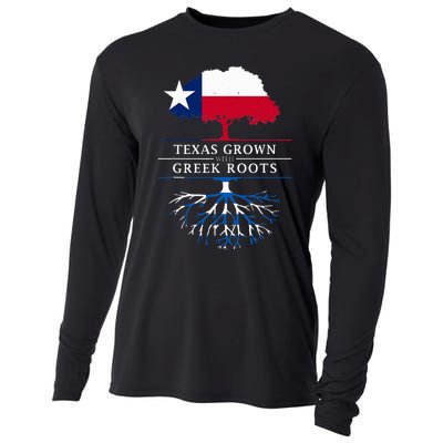 Texas Grown With Greek Roots Greece Pride Cooling Performance Long Sleeve Crew