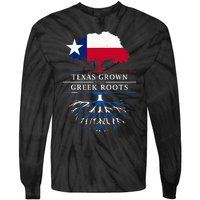 Texas Grown With Greek Roots Greece Pride Tie-Dye Long Sleeve Shirt