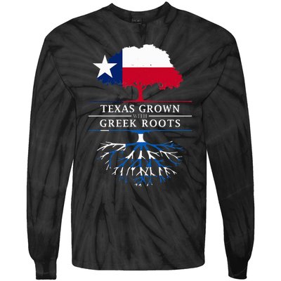 Texas Grown With Greek Roots Greece Pride Tie-Dye Long Sleeve Shirt