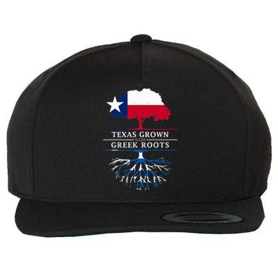 Texas Grown With Greek Roots Greece Pride Wool Snapback Cap