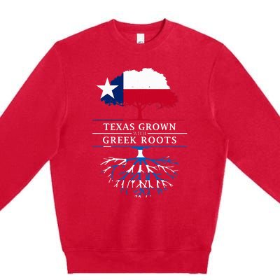 Texas Grown With Greek Roots Greece Pride Premium Crewneck Sweatshirt