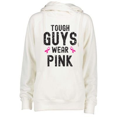 Tough Guys Wear Pink Cancer Awareness Tough Man Or Boy Womens Funnel Neck Pullover Hood