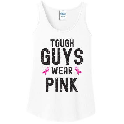 Tough Guys Wear Pink Cancer Awareness Tough Man Or Boy Ladies Essential Tank