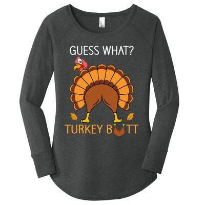 Thanksgiving Guess What Fuuny Turkey Fall Women's Perfect Tri Tunic Long Sleeve Shirt